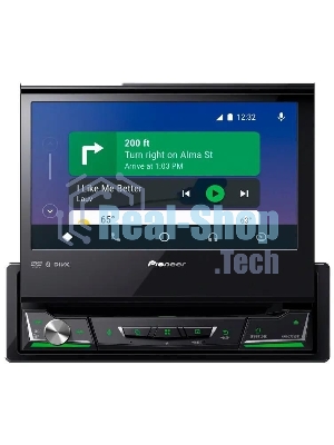 Автомагнитола Pioneer AVH-Z7250BT, 1 DIN, CD, Bluetooth, USB Type-A, AUX, CarPlay, пульт ДУ, съёмная панель