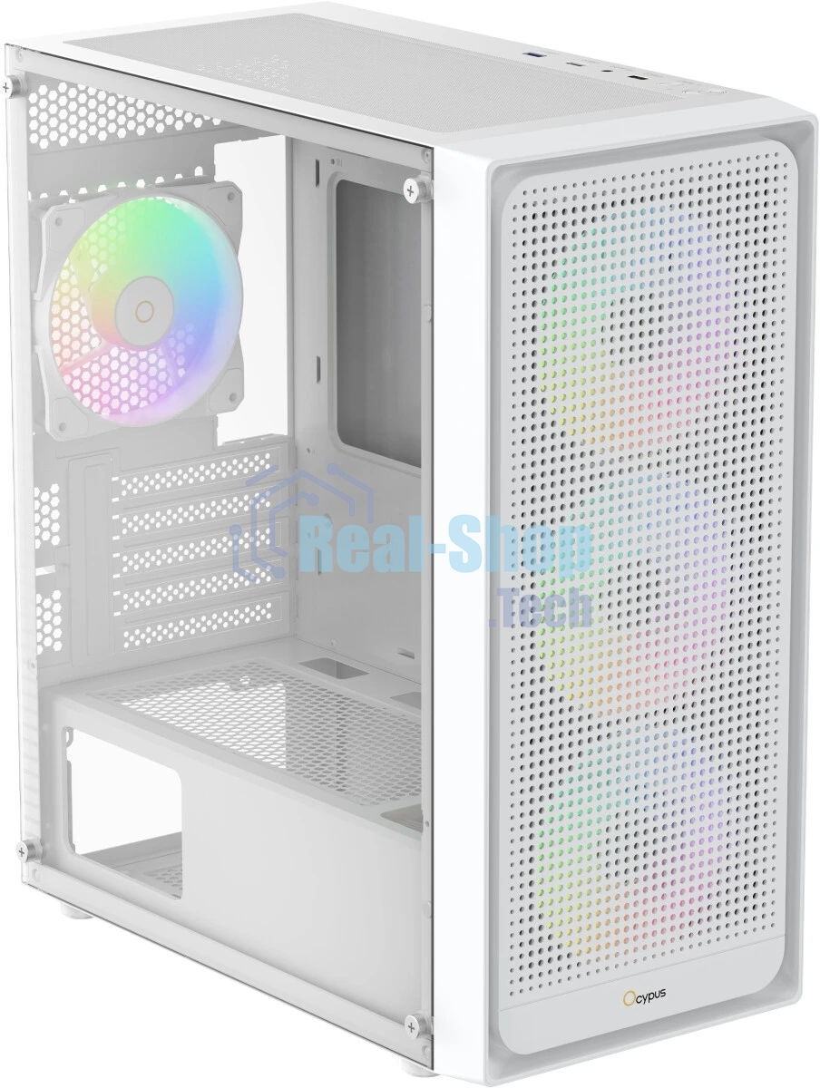 Корпус Ocypus Gamma C50 WH ARGB, Mini-Tower, белый, 4 x 120 мм