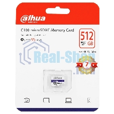 Флеш карта DAHUA 512Gb MicroSD C10/U3/V30 FAT32 Memory card R/W 85MB/s/80MB/s