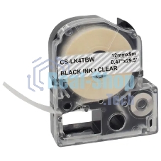 Картридж ленточный Cactus CS-LK4TbW черный шрифт, прозрачный фон (12 мм, 9 м) для Epson LW300/LW400/LW700/LW600P/LW1000P/K400/Z700/Z900