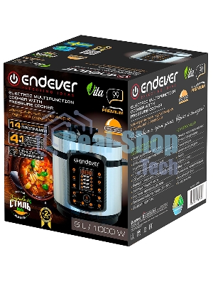 Мультиварка-скороварка Endever Vita-99, черный/стальной, мощность 1000 Вт, емкость 5л, 14 авторежимов работы, книга рецептов, 2 шт/уп.