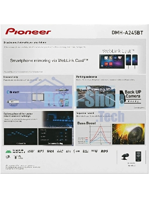 Автомагнитола Pioneer DMH-A245BT, 2 DIN, 6.2