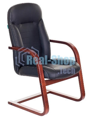 Кресло компьютерное Бюрократ T-9923WALNUT-AV/BL черный, кожа, низкая спинка