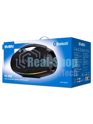 Портативная акустическая система SVEN PS-990, черный, 2.0, 2x90 Вт (RMS), IPx7, TWS, Bluetooth, USB, аккумулятор