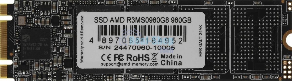 Накопитель SSD AMD Radeon R3MS0960G8, 960Gb, M.2 2280, SATA, R/W 550/500