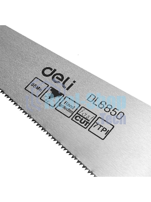 Ножовка по дереву Deli DL6850 500мм Материал: 65Mn. Термообработанная поверхность. Зубья пилы: 7 TPI. Шлифовка зубов с 2-х сторон. Литая ручка из двухкомпонентного противоударного пластика.