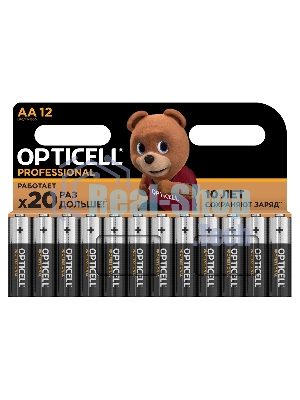 Элемент питания алкалиновый AA/LR6 (блист. 12шт) Professional Opticell 5052005