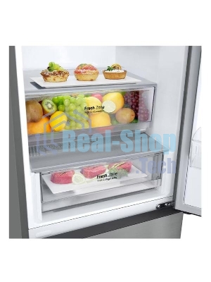 Холодильник LG GC-B459ANMW серебристый двухкамерный 234/110л морозилка снизу, No Frost