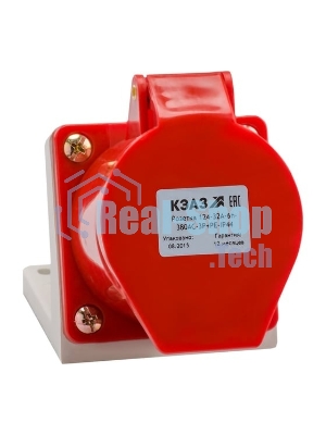 Розетка 134 63А 6h 380AC 3P+PE IP67 для монтажа на поверхность КЭАЗ 241220
