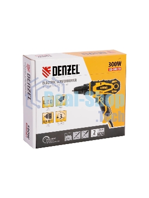Дрель-шуруповерт Denzel SD-300-10, 300Вт, 40 Нм, щеточный