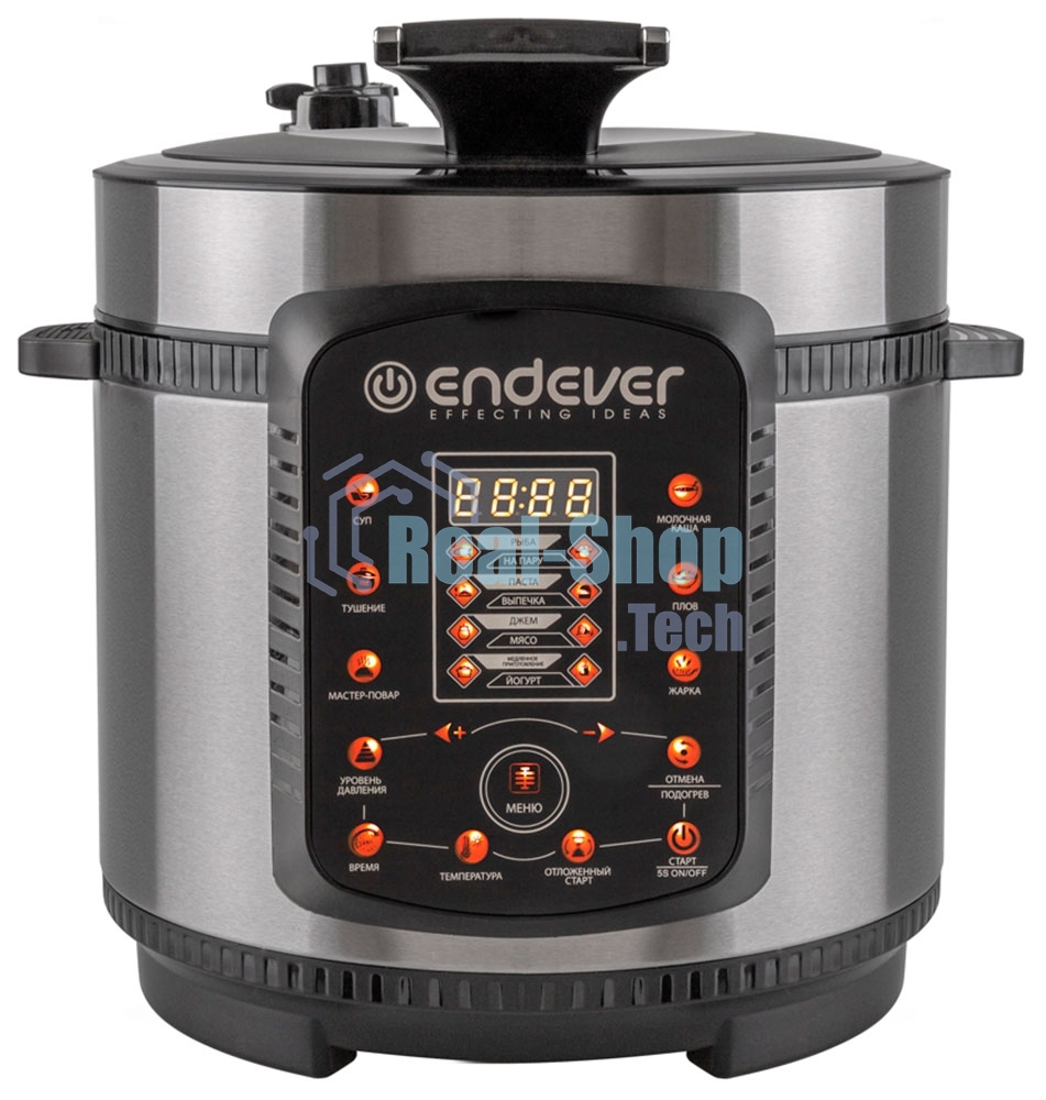 Мультиварка-скороварка Endever Vita-99, черный/стальной, мощность 1000 Вт, емкость 5л, 14 авторежимов работы, книга рецептов, 2 шт/уп.