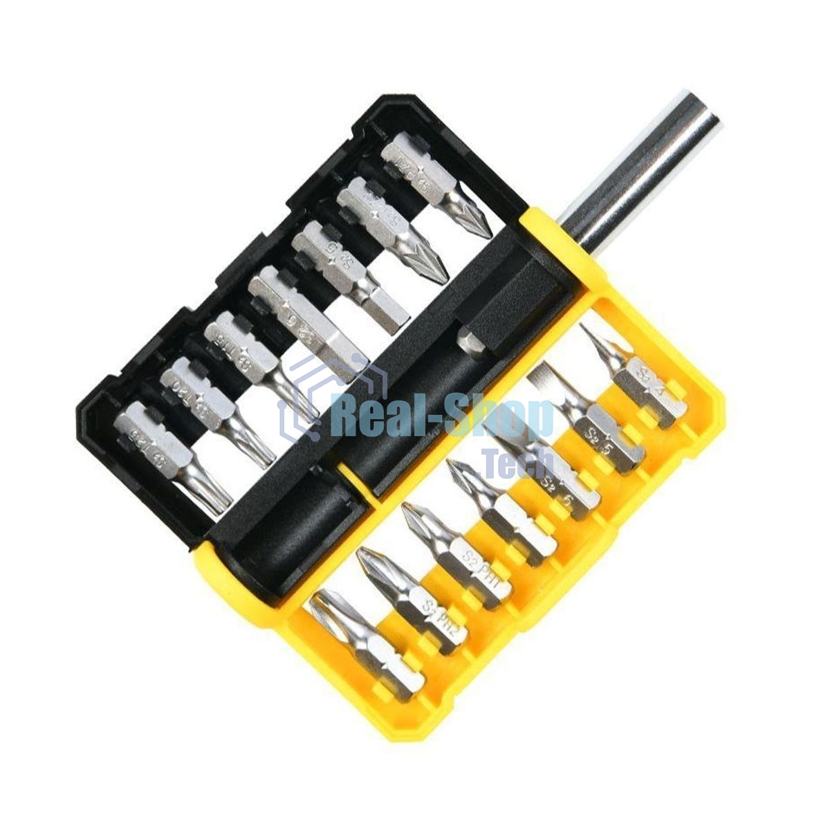Набор бит 14 шт c держателем Deli DL251201 (SL4,SL5,SL6,PH0,PH1,PH2,PH3,T15,T20,T25,H5,H6,PZ1,PZ2), сталь S2, пласт.держатель