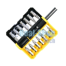 Набор бит 14 шт c держателем Deli DL251201 (SL4,SL5,SL6,PH0,PH1,PH2,PH3,T15,T20,T25,H5,H6,PZ1,PZ2), сталь S2, пласт.держатель