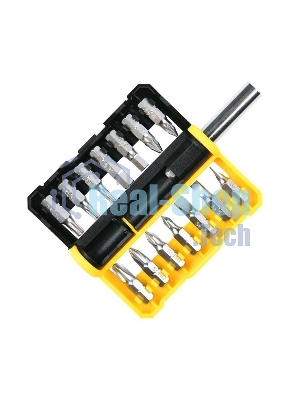 Набор бит 14 шт c держателем Deli DL251201 (SL4,SL5,SL6,PH0,PH1,PH2,PH3,T15,T20,T25,H5,H6,PZ1,PZ2), сталь S2, пласт.держатель