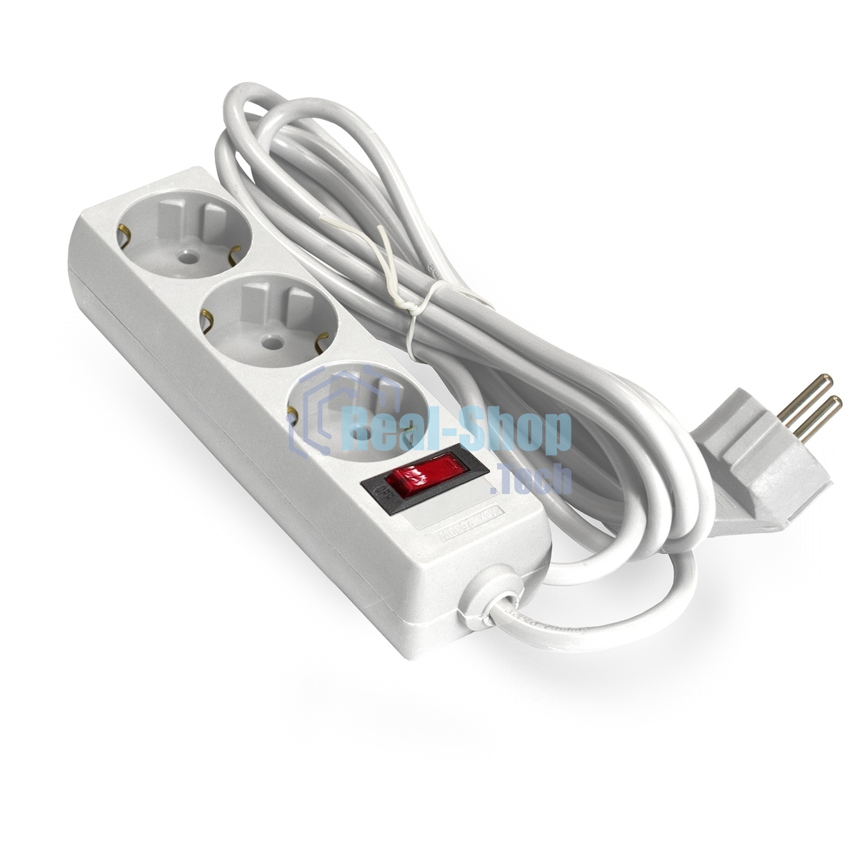 Удлинитель ExeGate EC-3-5W EX279353RUS белый, 5 м, евровилка, 3 розетки, 2200 Вт