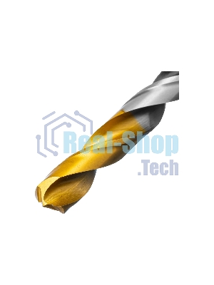 Сверло спиральное по металлу Denzel 10 x 133мм, Р6М5, Golden Tip, многогранная заточка