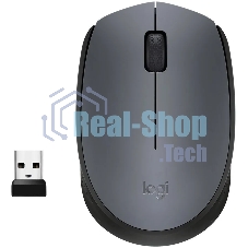 Мышь беспроводная Logitech M170 черный/темно-серый, 1000 dpi, радиоканал, USB, кнопки - 3