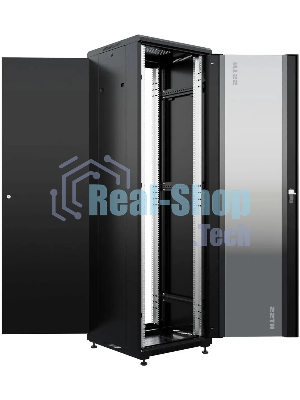 Шкаф коммутационный NTSS Премиум (NTSS-R42U6060GS-BL) напольный 42U 600x600мм пер.дв.стекл металл 900кг черный 510мм 86кг 1987мм IP20 сталь