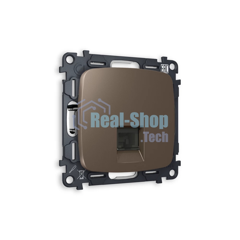 Комплект механизма компьютерной розетки OMEGA Темная бронза матовый RJ-45(8P8C) CAT6 с шторкой QUANT (OP6420, VM188) MO642010