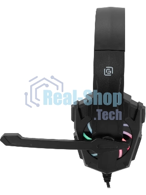 Гарнитура Oklick HS-L355G чёрный, проводная, 3.5 мм, подсветка