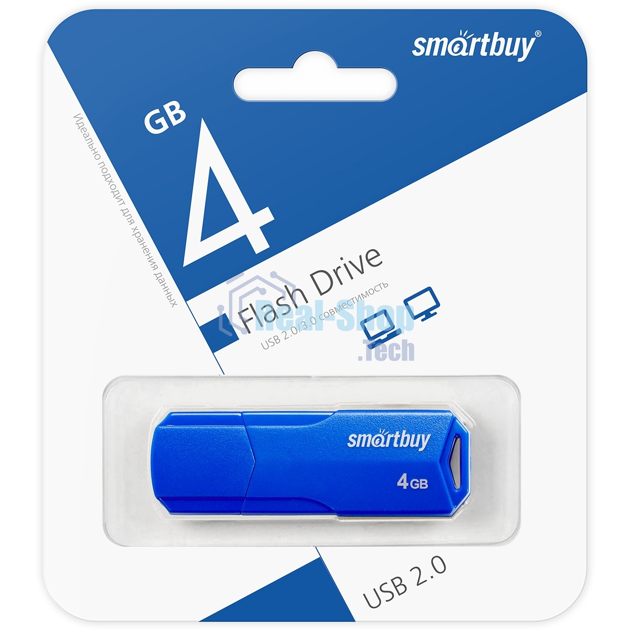 Флешка USB Smartbuy CLUE Blue (SB4GbCLU-BU), 4Gb, USB 2.0, R/W 15/8, синий