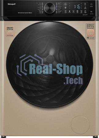 Стиральная машина Weissgauff WM 59411 Direct Drive Inverter Steam Champagne золотистая, загрузка фронтальная 11кг, 1400 об/мин., класс: A+++