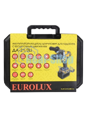 Дрель-шуруповерт Eurolux ДА-21/2Li, 20 В, 3 Ач, 55 Нм, бесщеточный