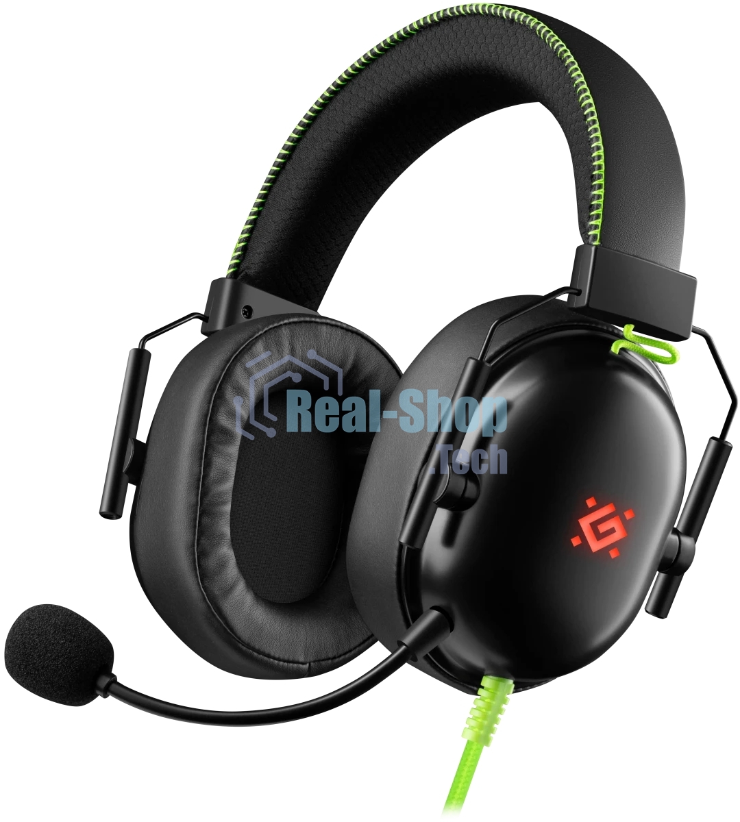 Гарнитура Defender Toxic чёрный, проводная, USB / mini jack 3.5 мм, подсветка