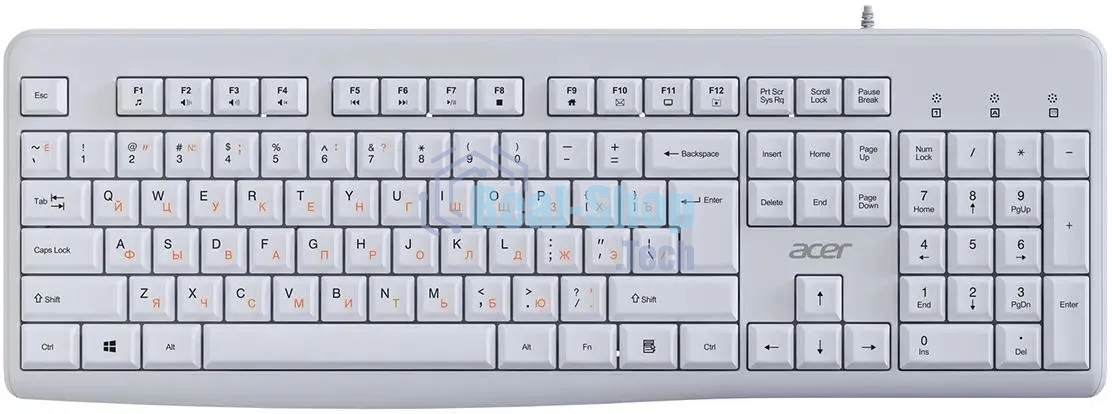 Клавиатура Acer OKW500 белый USB Multimedia (ZL.KBDEE.01S) кабель 1.8м
