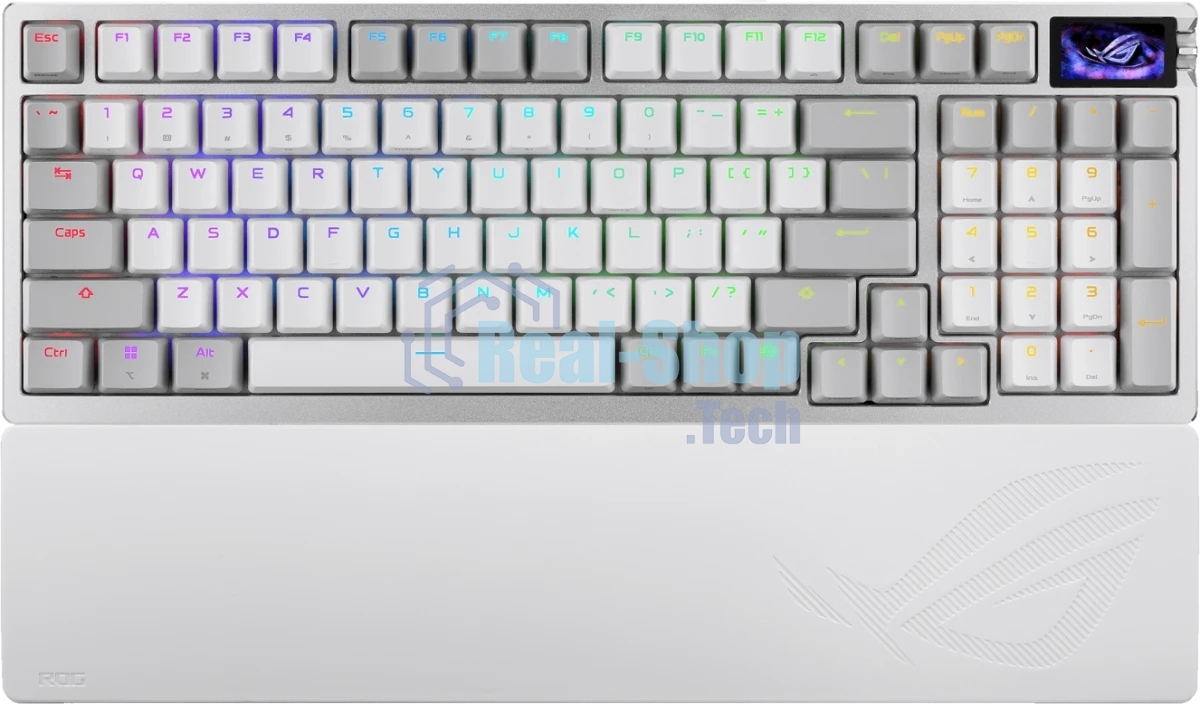 Клавиатура ASUS ROG Azoth 96 HE гибридная, USB Type-C, Bluetooth, радиоканал, белый
