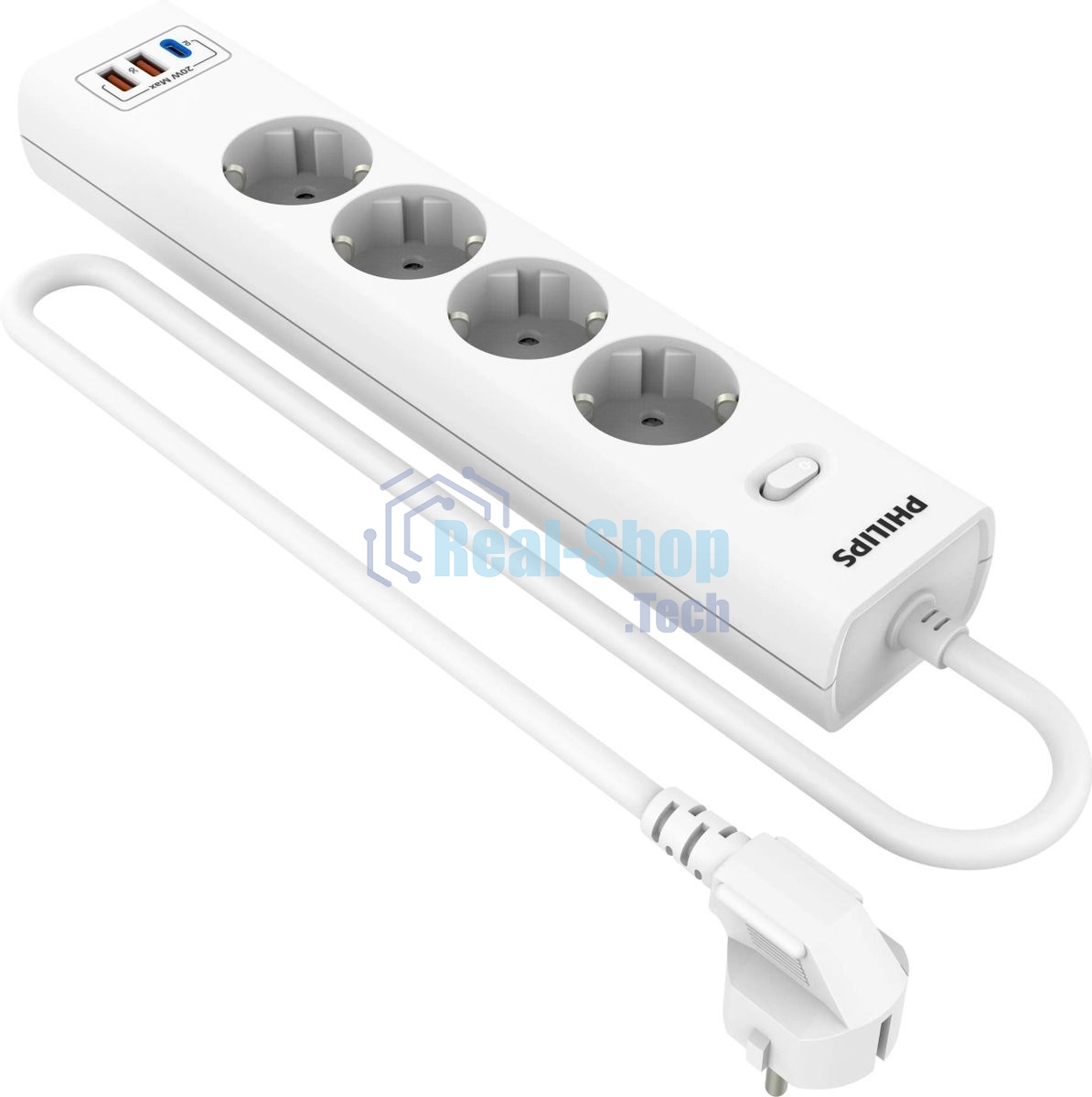 Сетевой фильтр Philips CHP4346WA/51, 2м, 4 розетки, белый