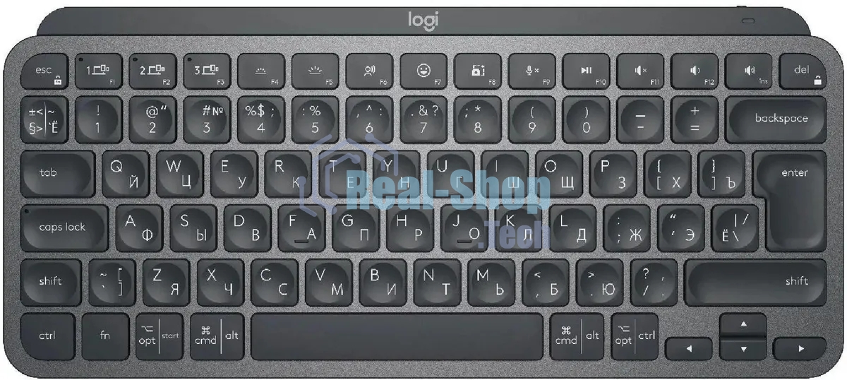 Клавиатура беспроводная Logitech MX Keys Mini (920-010501), USB, Bluetooth/Радиоканал, темно-серый/черный