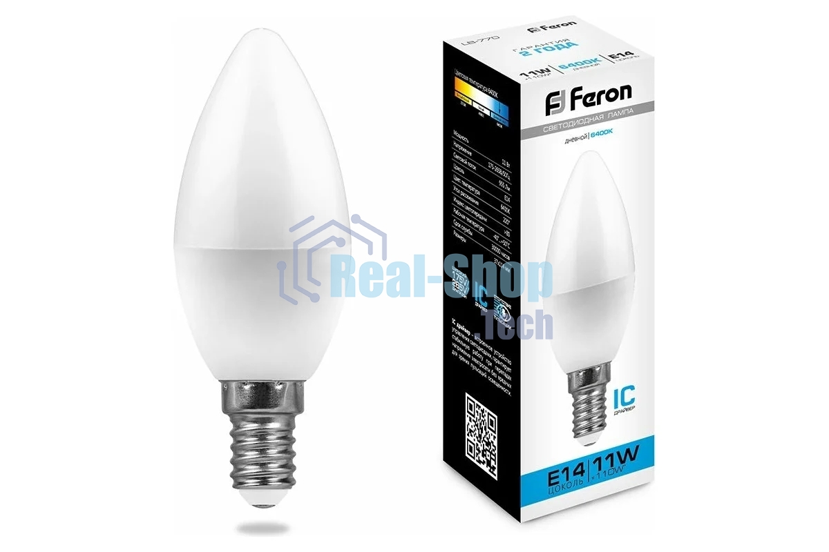 Лампа светодиодная Feron LB-770 11W 230V E14 6400K С35