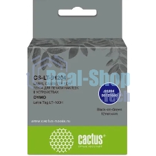 Картридж ленточный Cactus CS-LT-91204 черный шрифт, зеленый фон (12 мм, 4 м) для Dymo Letra Tag LT-100H