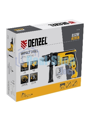 Дрель ударная Denzel IDD-850, 850 Вт, 0-2800 об/мин, 44800 уд/мин