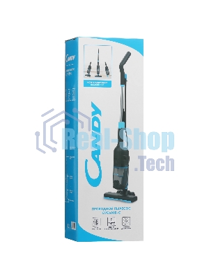 Пылесос вертикальный Candy CVC600B-C черный/голубой, питание от сети, 600 Вт, уборка сухая, пылесборник 0.8 л