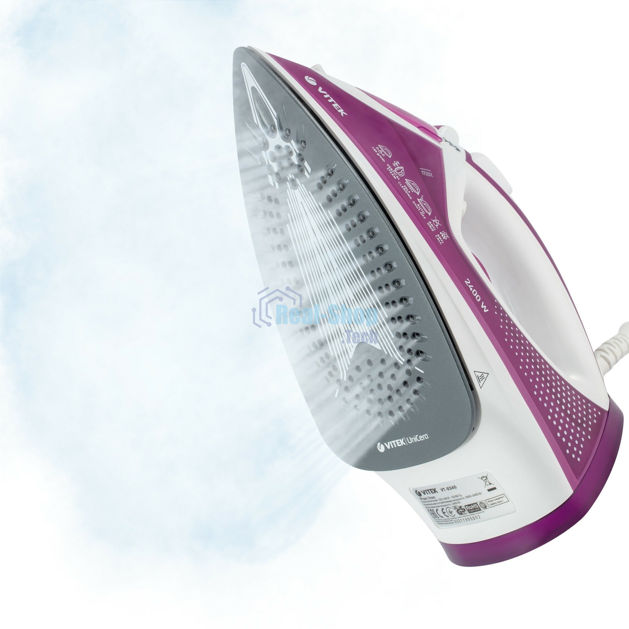 Утюг Vitek VT-8346 2400Вт белый/фиолетовый