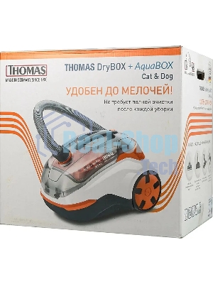 Пылесос моющий Thomas DryBOX + AquaBOX Cat&Dog белый/оранжевый, 325/1700 Вт, уборка сухая/сбор жидкости, пылесборник контейнер 2.6 л