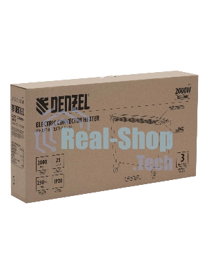 Конвектор электрический Denzel XCE-2000 белый, 2000 Вт, 25 м2, термостат