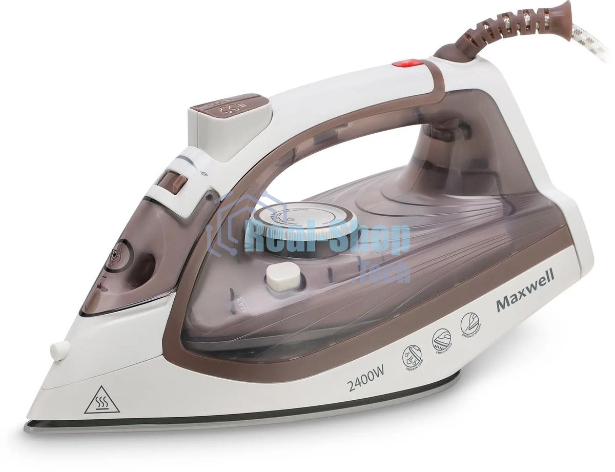 Утюг Maxwell MW-3047, 2400 Вт, белый/коричневый