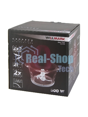 Измельчитель Willmark WMC-7088 (500Вт., стекл. чаша 2л., двойн. лезвия., рез. основание) пурпурный