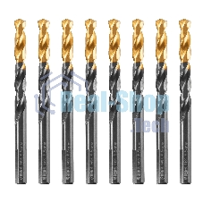 Сверло по металлу Denzel 8,5 мм, HSS-Tin, Golden Tip, 8 шт.