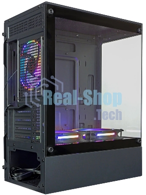 Компьютерный корпус Ginzzu CL475 mATX FAN 3*12LC4 передняя панель Стекло