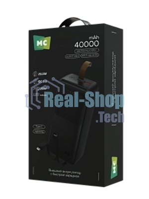 Портативный аккумулятор MORE CHOICE (4620202552839) PB59-40 40000mAh 1USB+1Type-C+1micro USB 3.0A 22.5W PD20WP, черный