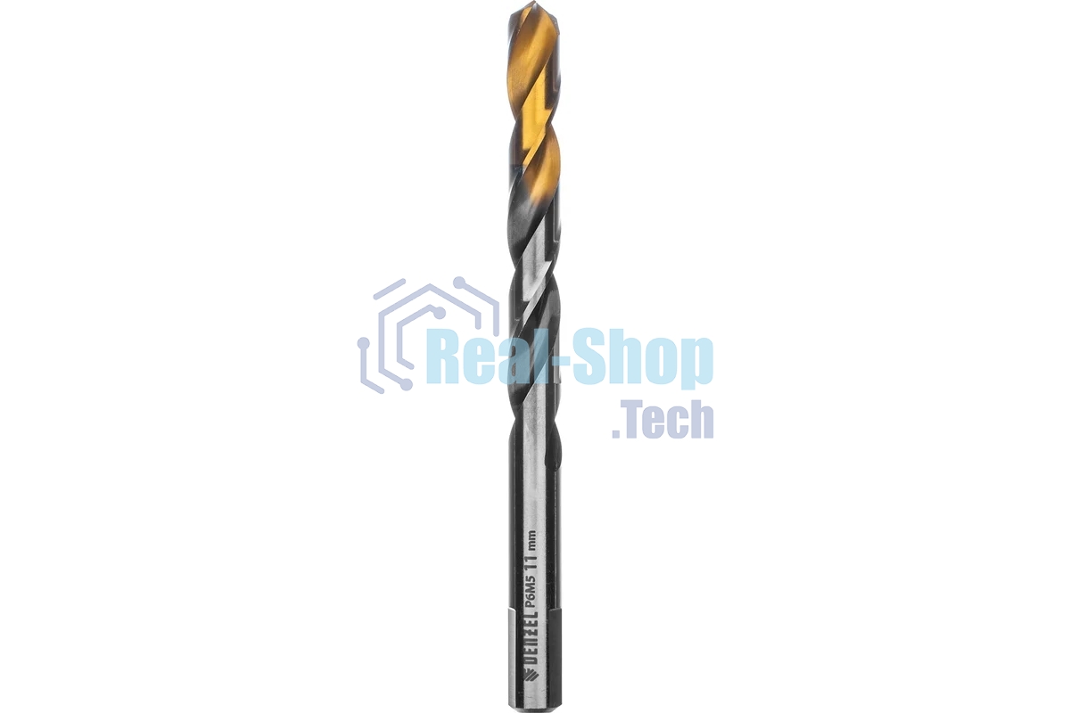 Сверло спиральное по металлу Denzel 11 x 142мм, Р6М5, Golden Tip, многогранная заточка