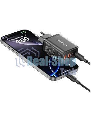 Сетевое зарядное устройство Vention на 4 порта GaN 50W USB (C+C+A+A) Черный