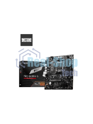 Материнская плата MSI PRO B650M-B, AM5, AMD B650, 2xDDR5, 4xSATA, 1xM.2, 1xPCI-E 4.0 x16, 1xPCI-E 4.0 x1, 1xHDMI, 1xVGA, 1x2.5Gb LAN, 2xUSB 2.0, 4xUSB 3.2 Gen 1, 3x3.5 мм, 7.1, Micro-ATX