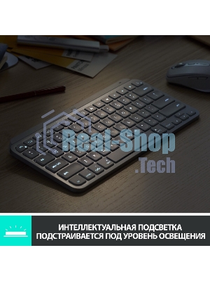 Клавиатура беспроводная Logitech MX Keys Mini (920-010501), USB, Bluetooth/Радиоканал, темно-серый/черный