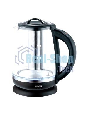 Электрочайник Centek CT-0017 черный, 2 л, 2200 Вт, скрытый нагревательный элемент, поддержание температуры
