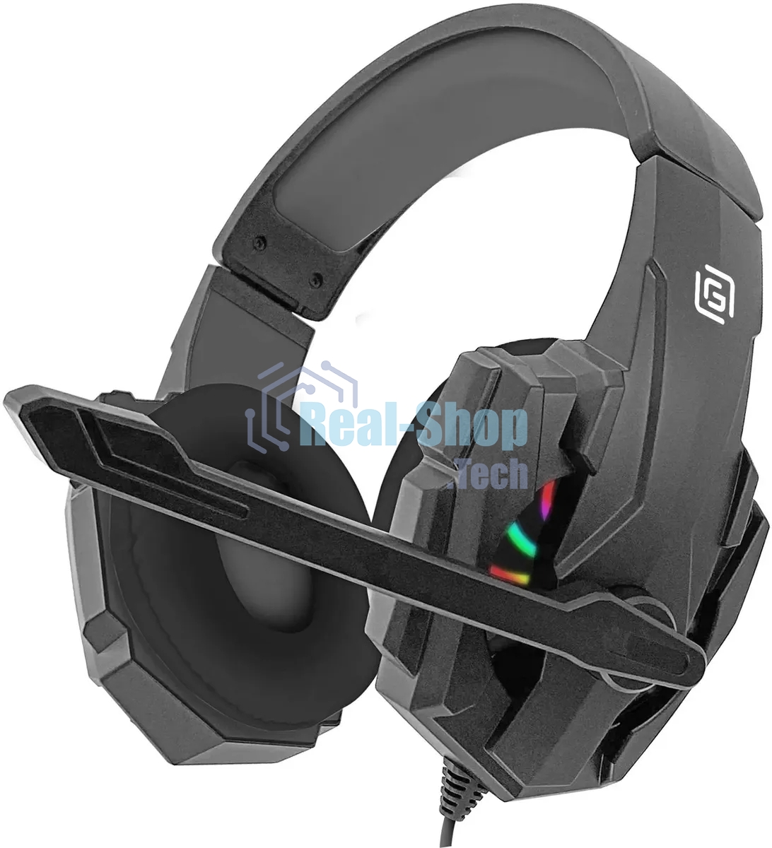 Гарнитура Oklick HS-L355G чёрный, проводная, 3.5 мм, подсветка